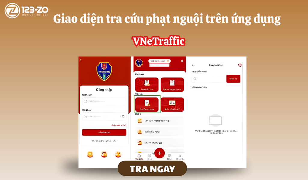 tra cứu phạt nguội trên ứng dụng vnetraffic