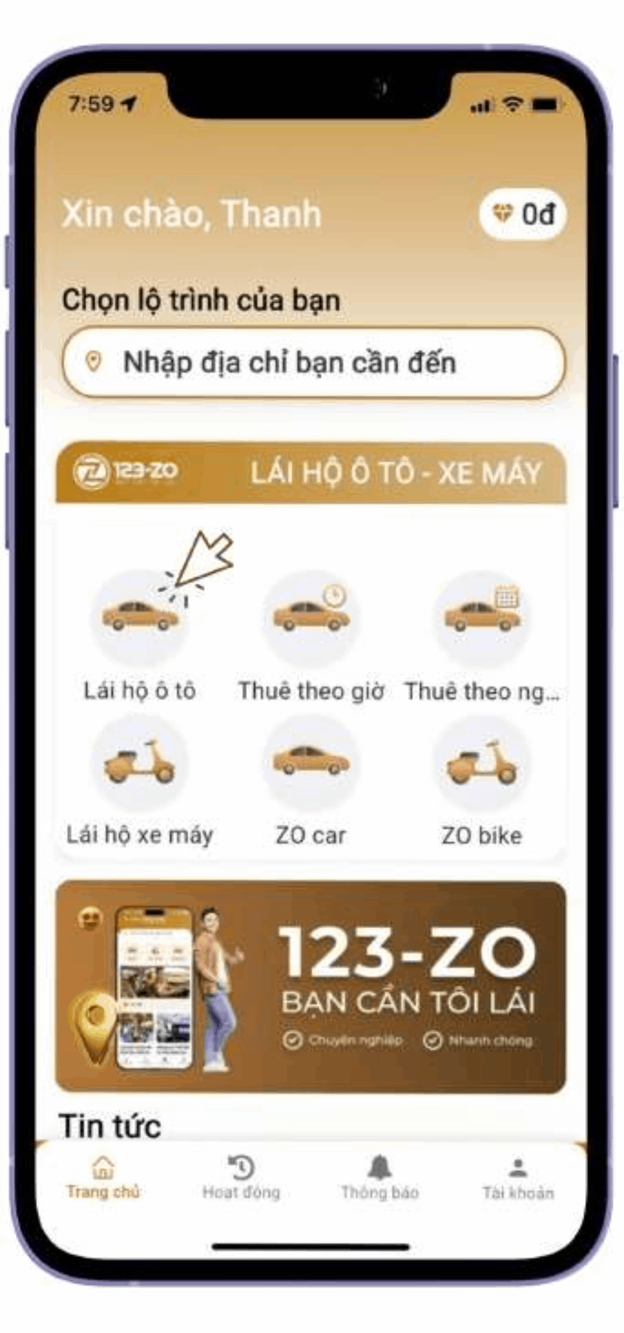 tài xế lái hộ