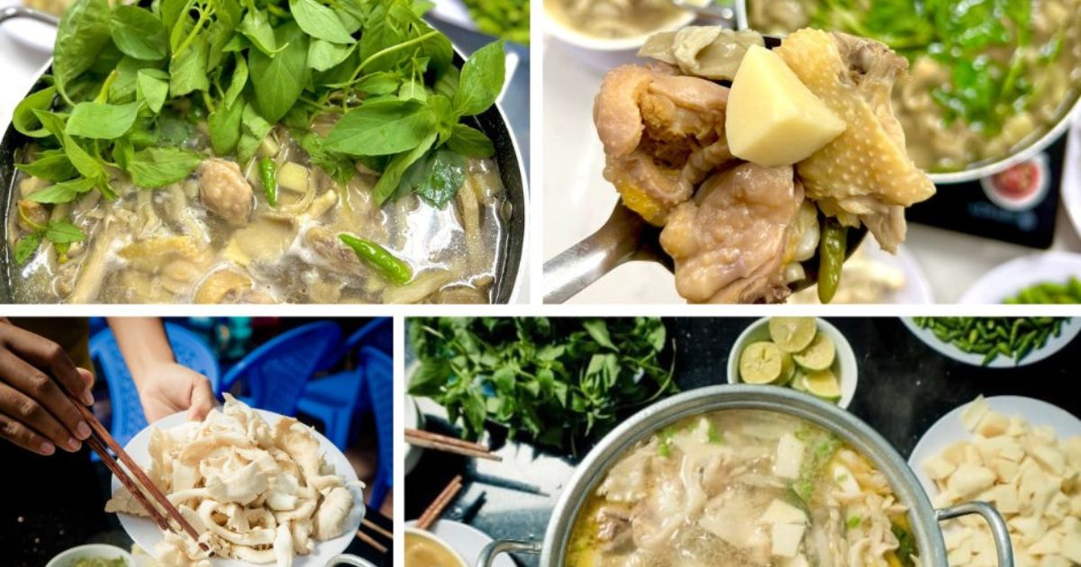 Cận cảnh phần lẩu gà lá é ngon ở quán Tao Ngộ (Ảnh: Sưu tầm)