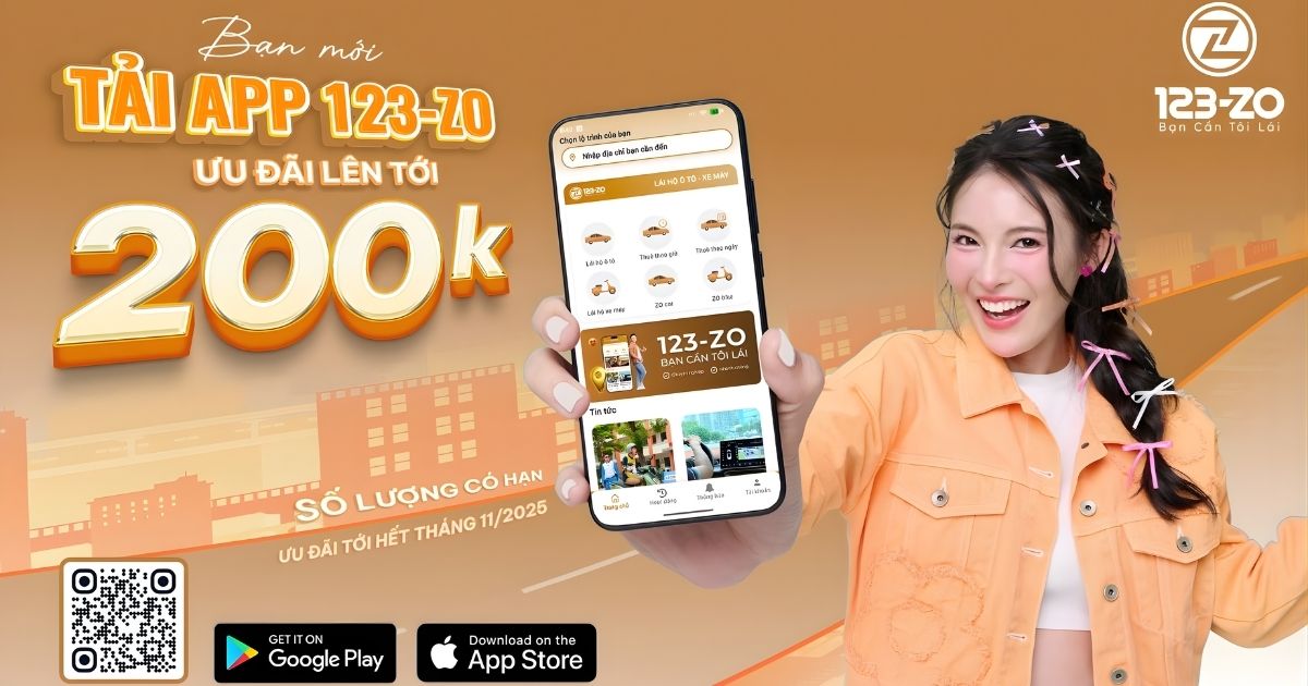 Dịch Vụ Lái Xe Hộ Quận 1 24/7 An Toàn, Tiện Lợi 6 Banner khuyến mãi ưu đãi 200k khi Tải app 123 ZO lần đầu, phục vụ Đặt xe hộ 24/7 tại Quận 1.