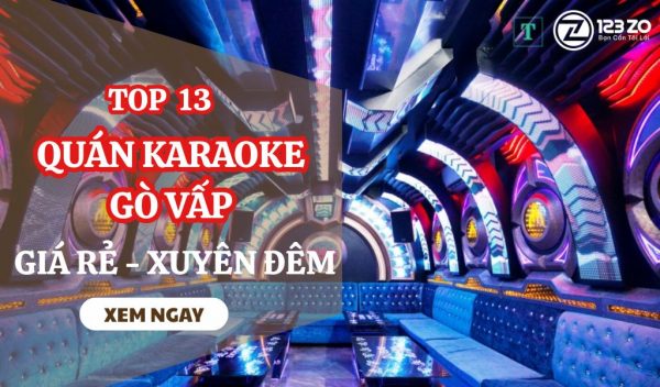 Hình ảnh mặt tiền tòa nhà Phantom Karaoke kèm chữ Top 13 Quán Karaoke Gò Vấp.