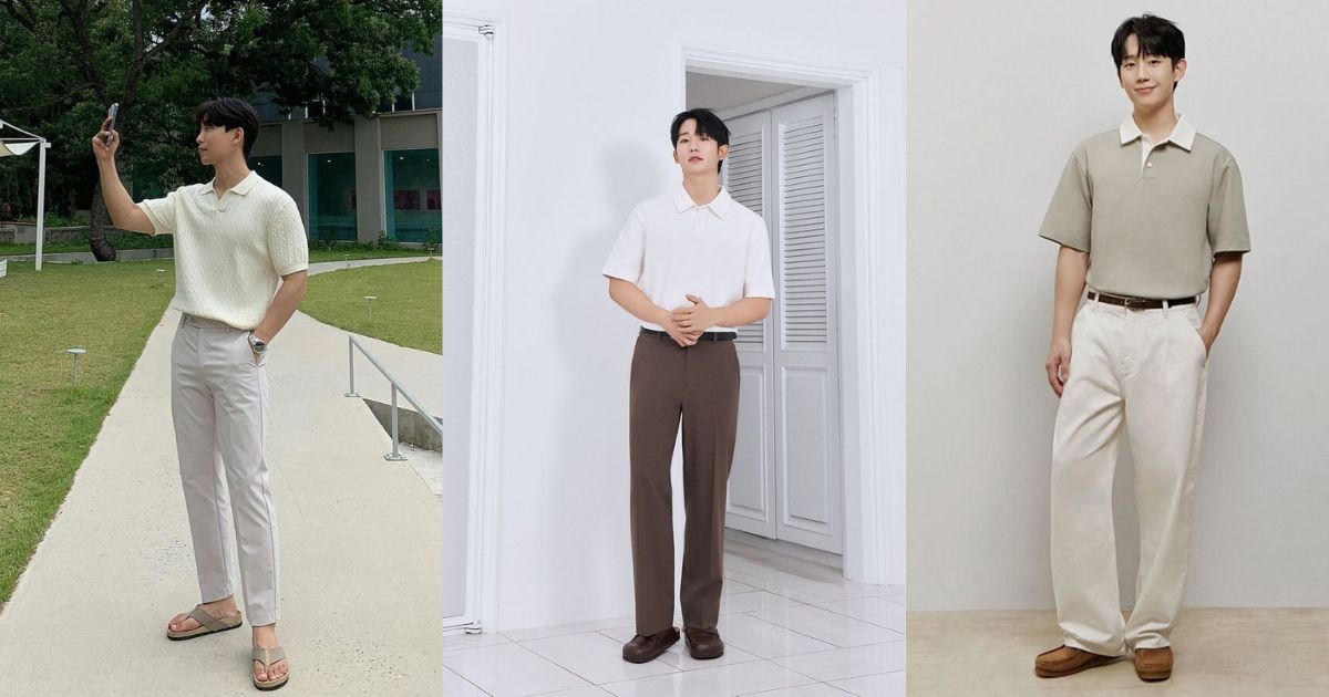 10 Outfit Phối Đồ Tết Cho Nam Được Ưa Chuộng Nhất Hiện Nay – Lịch Lãm, Cuốn Hút Và Chuẩn Xu Hướng 2025 3 Áo Polo + Quần Kaki – Đơn Giản Mà Vẫn Nam Tính, Lịch Sự (Ảnh: Sưu tầm Internet)