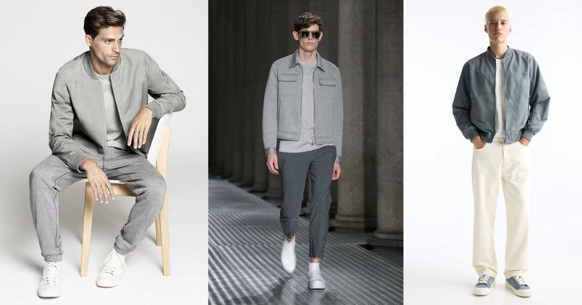 10 Outfit Phối Đồ Tết Cho Nam Được Ưa Chuộng Nhất Hiện Nay – Lịch Lãm, Cuốn Hút Và Chuẩn Xu Hướng 2025 5 Áo Thun Basic + Áo Khoác Bomber – Cá Tính Nhưng Không Quá “Hầm Hố” (Ảnh: Sưu tầm Internet)