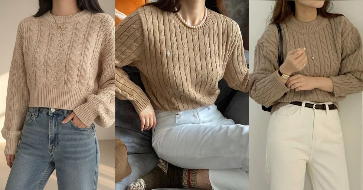 Áo croptop len + quần jean cạp cao – Năng động và cá tính (Ảnh_ Sưu tầm Internet)