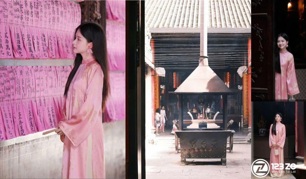Miếu Bà Thiên Hậu, một trong những Địa Điểm Chụp Ảnh Áo Dài Tết 2026 Tại TP.HCM mang phong cách Hội Quán người Hoa.