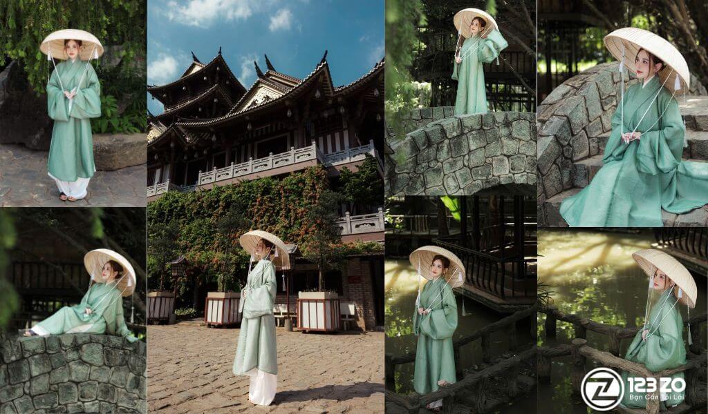 Tu viện Khánh An, một Địa Điểm Chụp Ảnh Áo Dài Tết 2026 Tại TP.HCM mang phong cách Nhật Bản độc đáo.