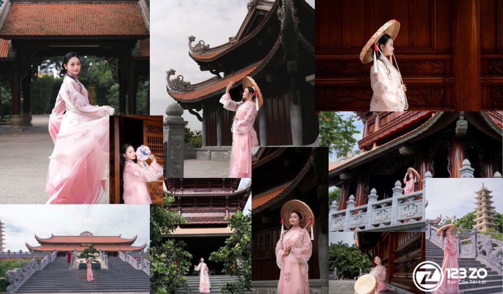 Tu viện Vĩnh Nghiêm, một Địa Điểm Chụp Ảnh Áo Dài Tết 2026 Tại TP.HCM với kiến trúc Phật giáo đẹp và sân rộng.