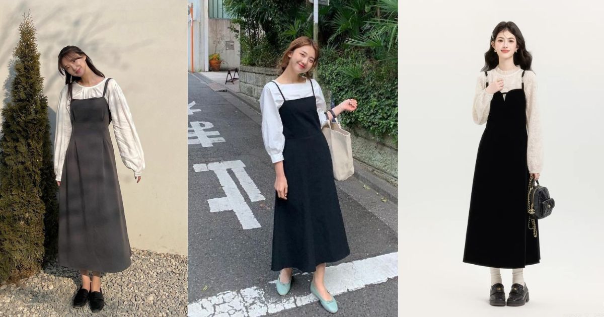 Váy yếm suông + áo thun dài tay – Dễ mặc, dễ phối (Ảnh_ Sưu tầm Internet)