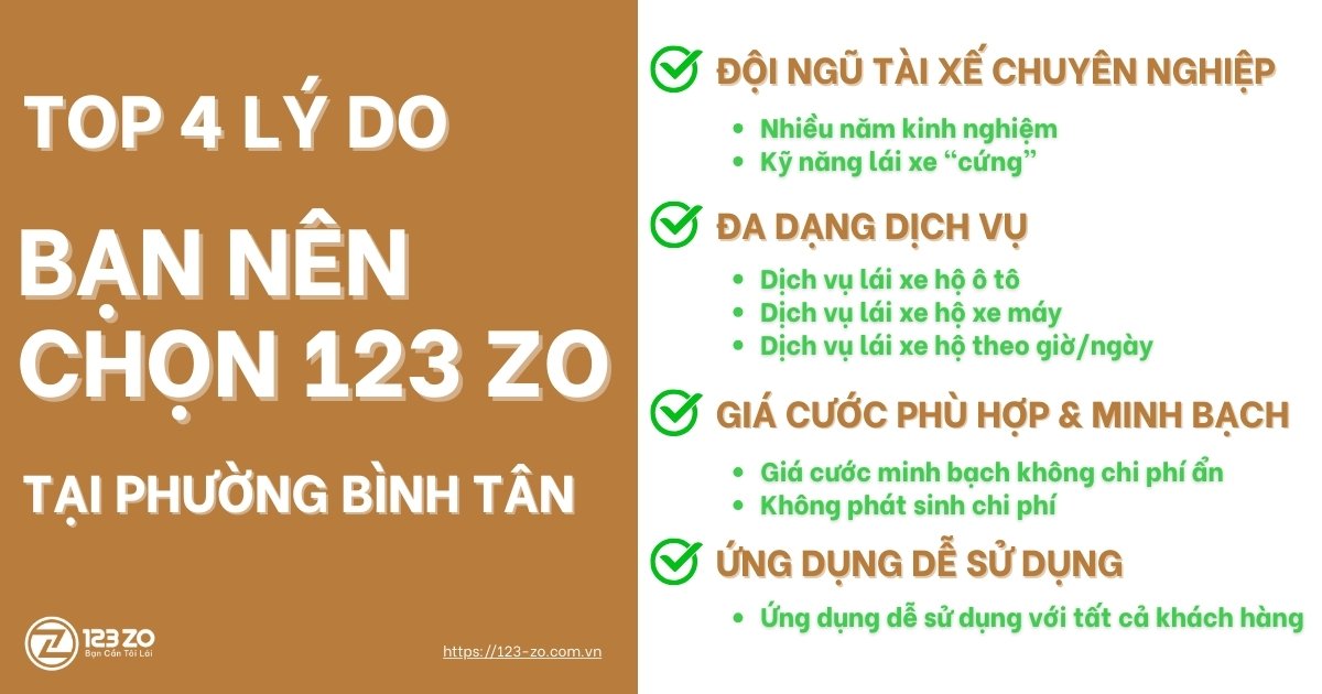 Top 4 lý do nên chọn dịch vụ lái xe hộ 123 ZO